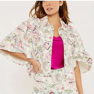 Cinq à Sept Hellen Floral Jacket Denim Jacket, Celeste Multi